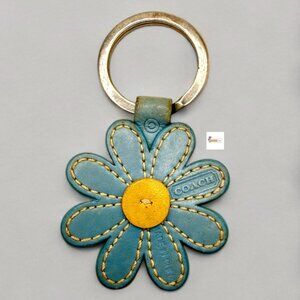 Coach Blue Flower Daisy Key Ring Keychain